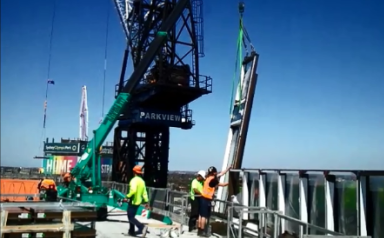 Curtain wall installation in Australia